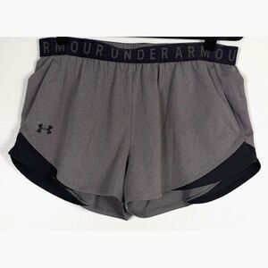 Under Armour Womens XL Shorts Gray Black Athletic Running Gym Pockets